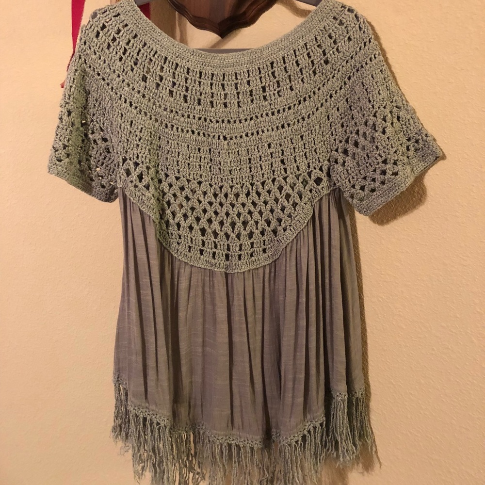 Gray Crochet Ivy Jane top
